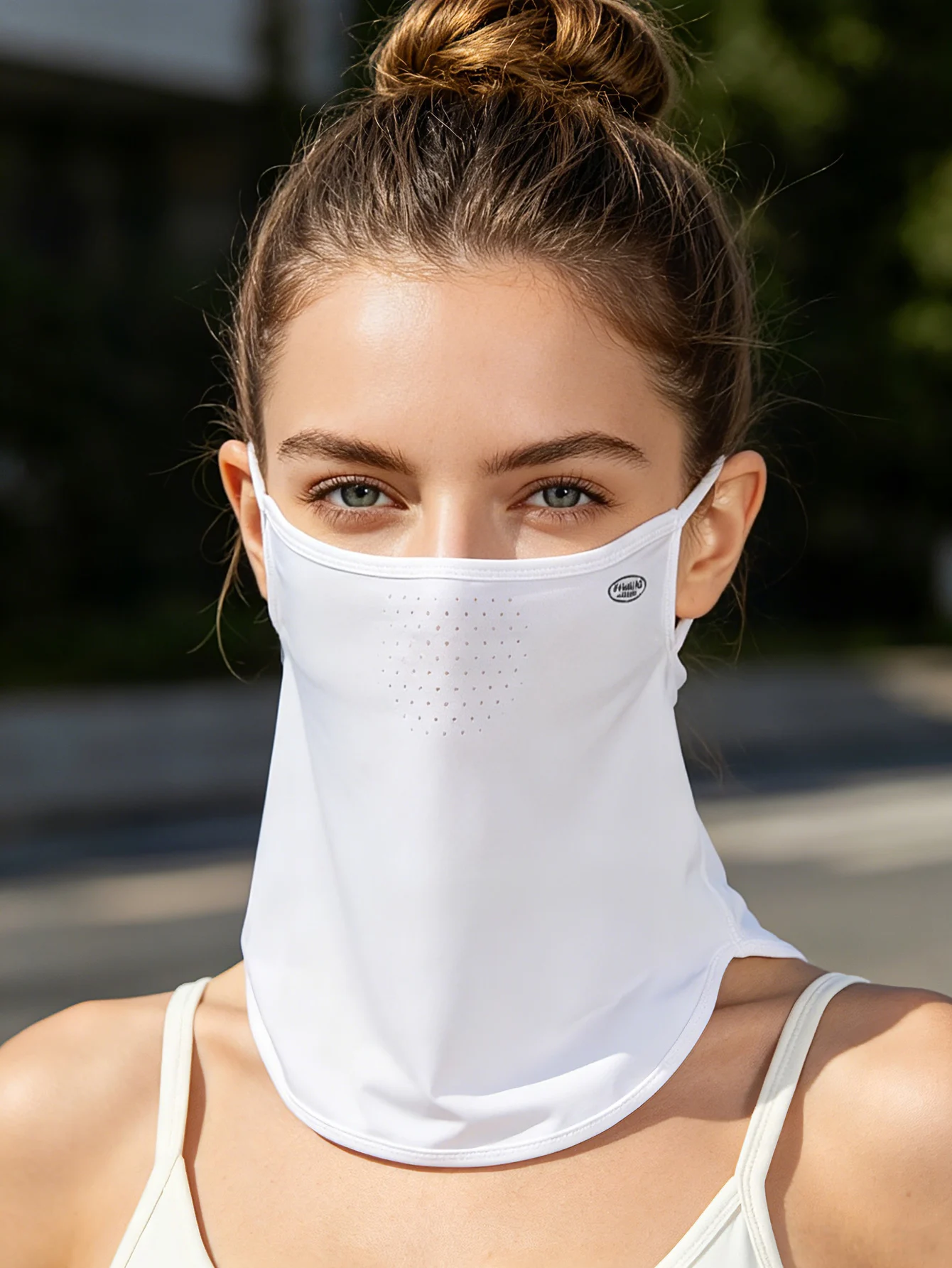 Ice Silk Sun Protection Face Neck Cover Adjustable Ear Loops Breathable Hole Cooling UV Protection Face Mask for Outdoor