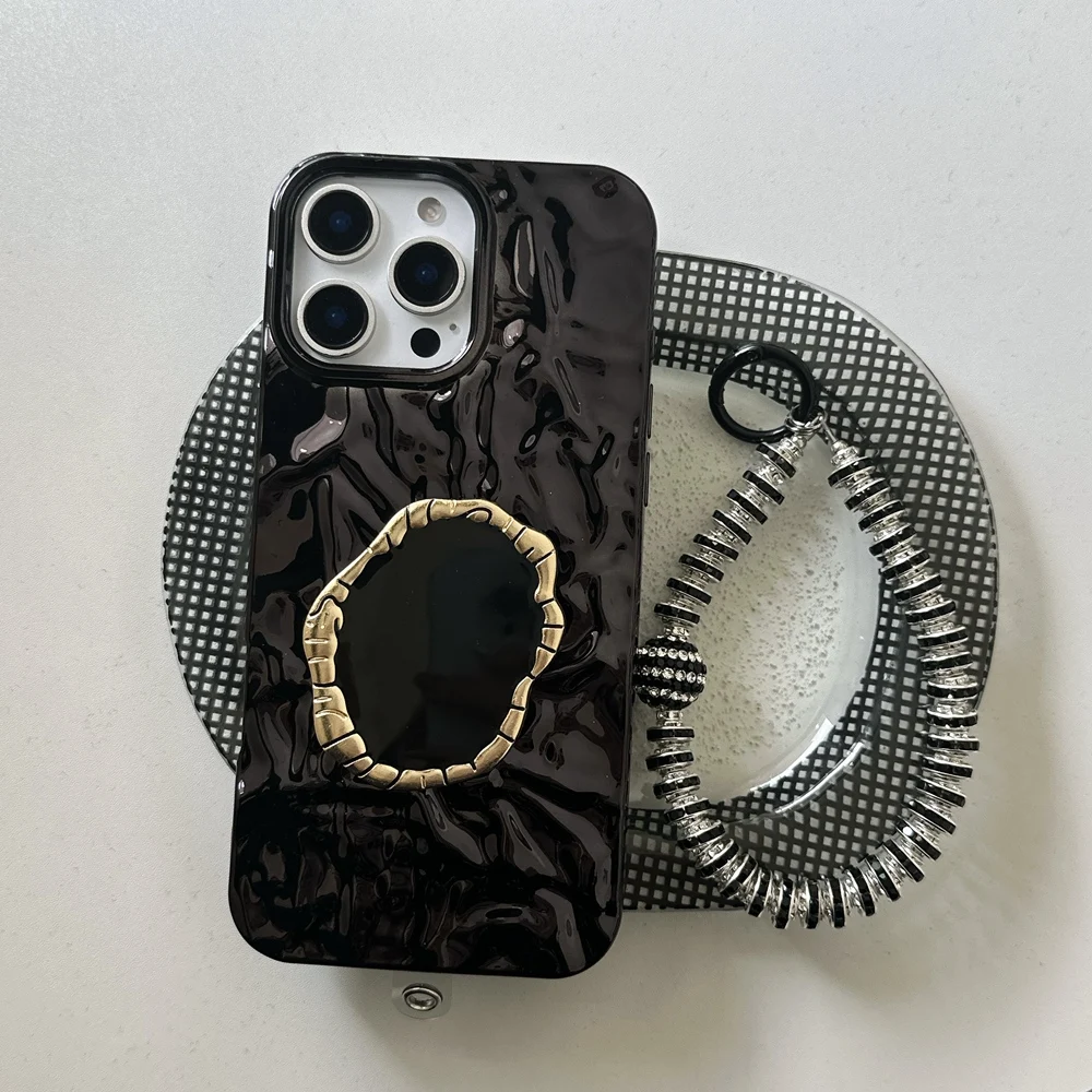 

Irregular Pop Bracket Phone Case For iPhone 17 Air 16 15 14 13 12 Mini 11 Pro XS Max XR X 7 8 Plus Diamond Bracelet Cover