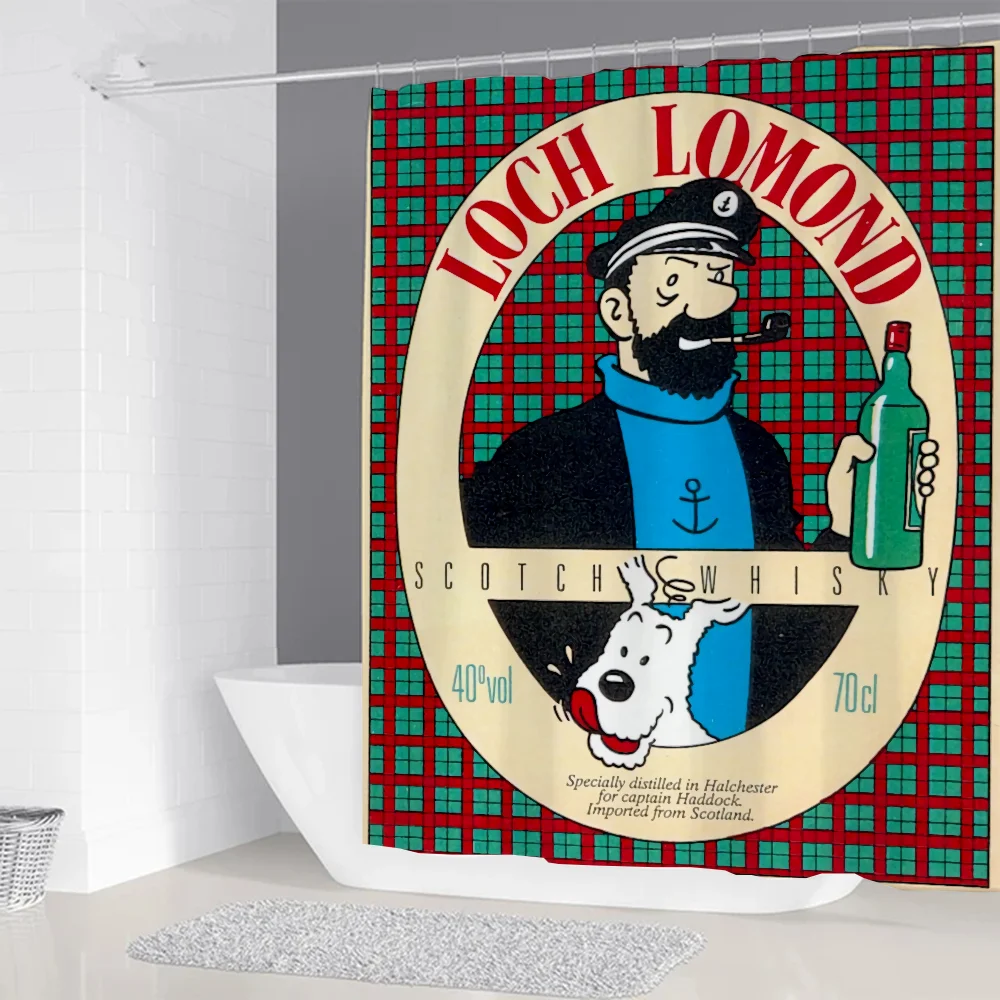 The Adventures Of Tintin Bathroom Shower Curtain Waterproof Opaque Curtains Accessories Bath Bedrooms Home Fabric Shade Products