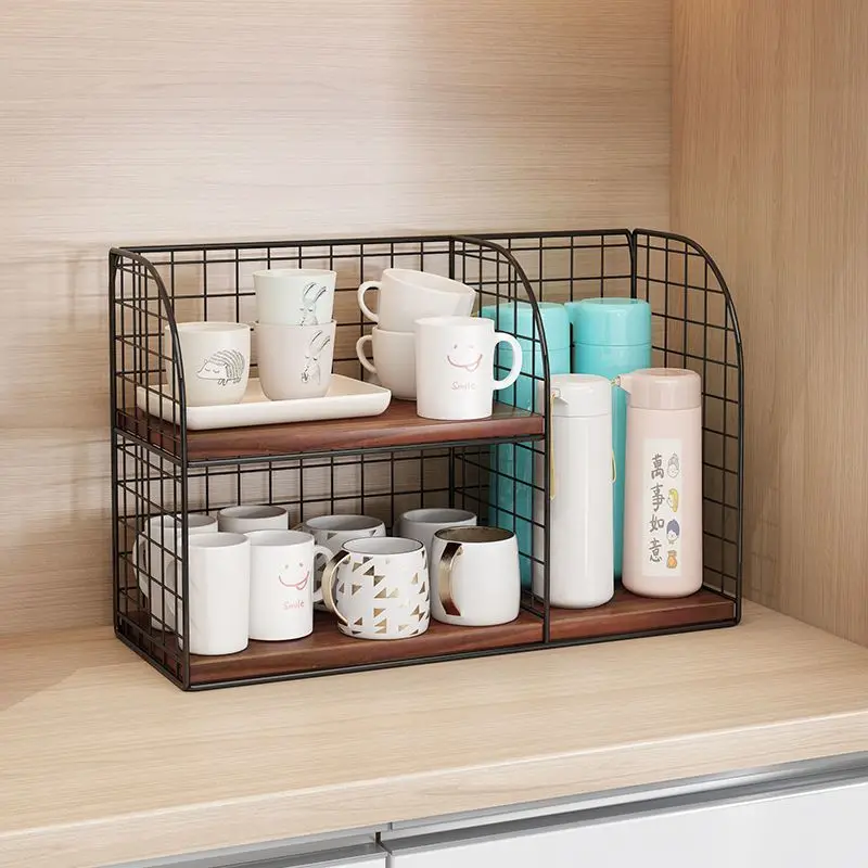 

Household Desktop Multi functional Water Cup Storage Rack Kitchen Desktop Dustproof Seasoning Decoration Storage Rack 1PCS LF758