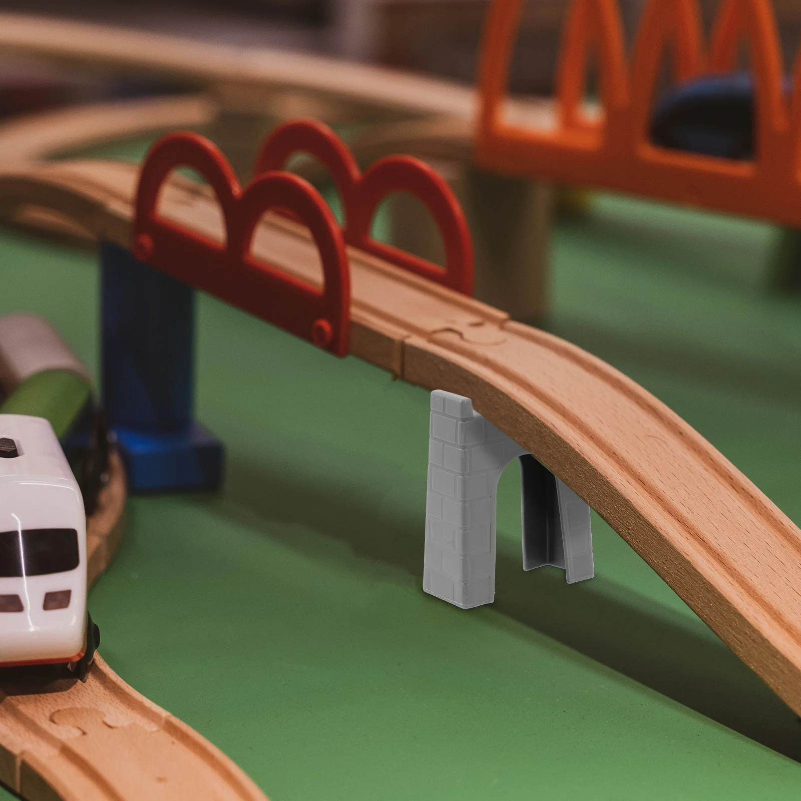 6 pezzi Train Pier Track Ferrovia Supporta Accessori Adattatore Ponte Giocattoli in legno Giochi di finzione per bambini