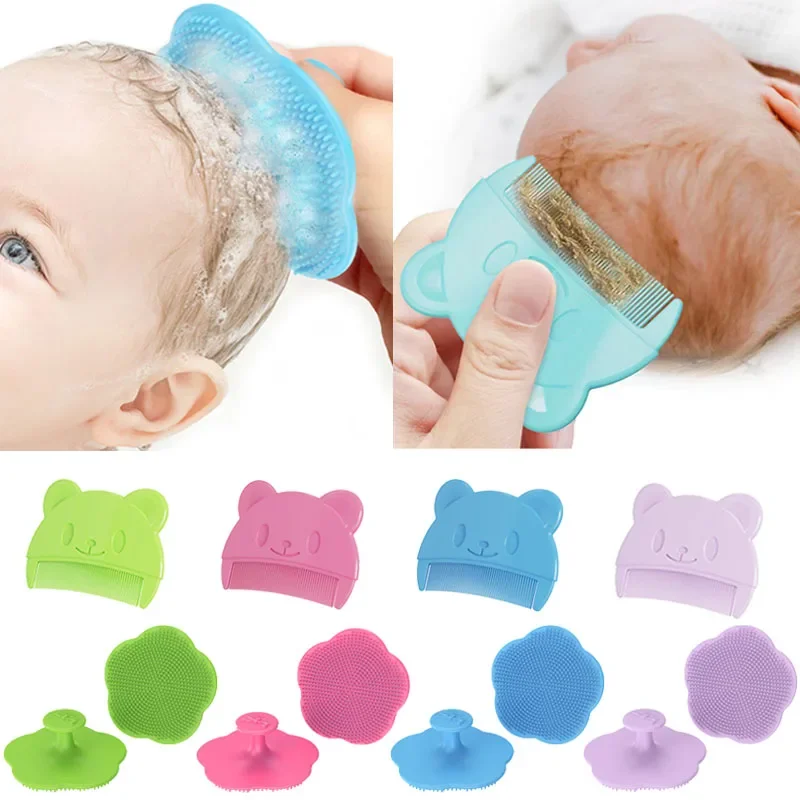 2pcs Infant Bathing Soft Comb Baby Care Accessories Fetal Head Fat Comb Newborn Hair Cleaning Supplies Infant Comb Head Massager