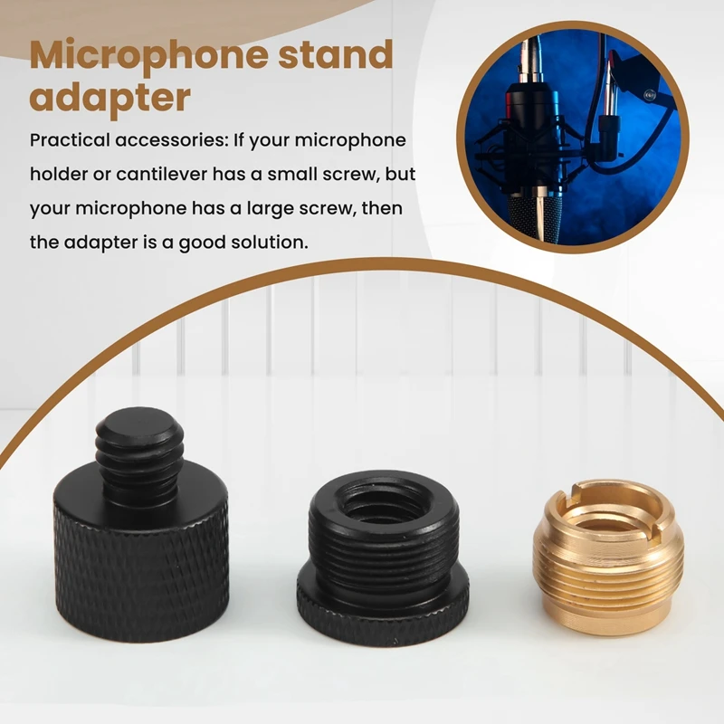 12 قطع هيئة التصنيع العسكري الموضوع محول مجموعة منصة الميكروفون محول 5/8 أنثى إلى 3/8 ذكر و 3/8 أنثى إلى 5/8 ذكر المسمار محول