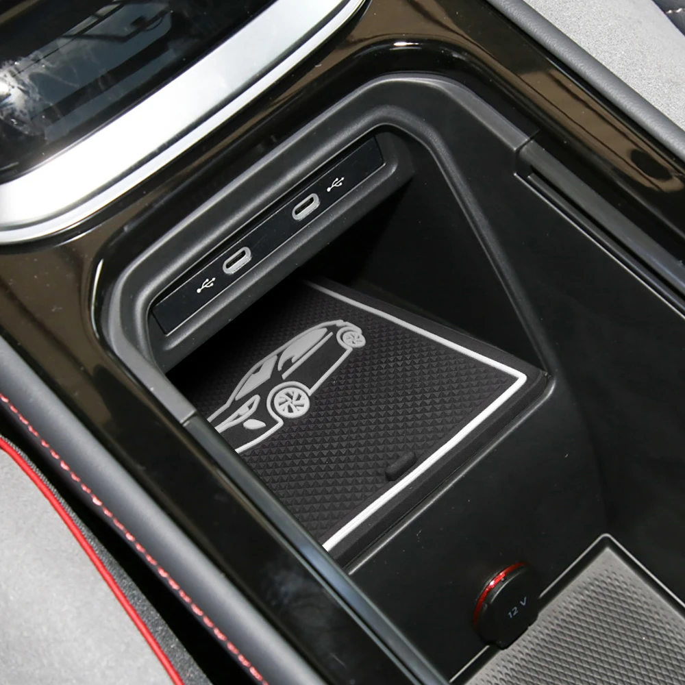 14 قطعة عدم الانزلاق كأس السيارة كوستر فتحة الوسادة لشركة فولكس فاجن Volkswagen ID.4 ID4 2021-2024 اكسسوارات المضادة للانزلاق حصيرة جيب حصيرة حامل الكأس الوسادة #5