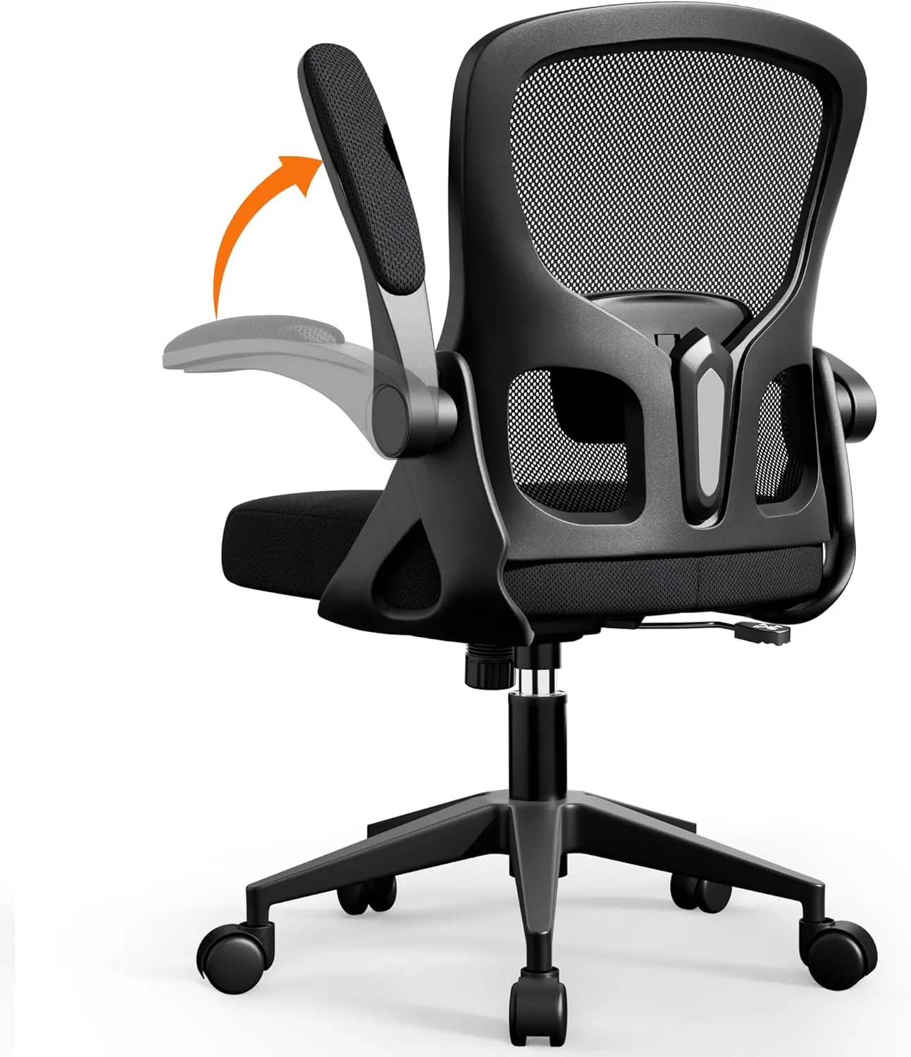 Ergonomic Office Chair, Adjustable Lumbar Support, Flip Up Armrests, Mesh Desk Chair for Work & Home, Black