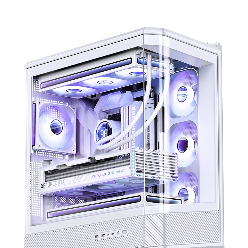 Jonsbo D400 ATX Casing Komputer M-ATX MINI-ITX Sasis Kantor Desktop Mendukung Catu Daya ATX PS2 360 Casing PC Pendingin Air