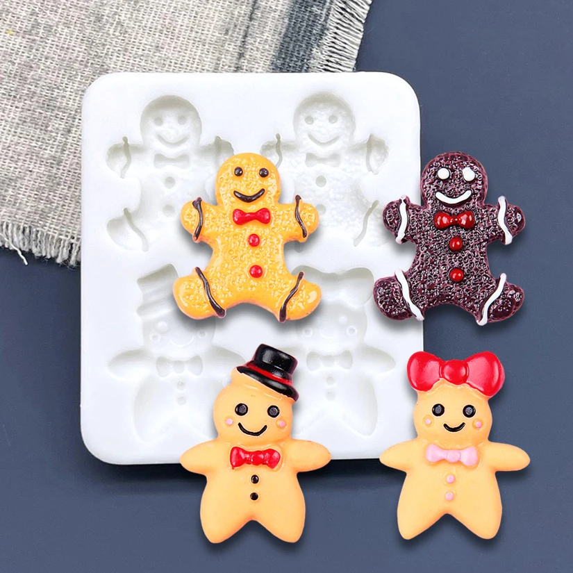 Gingerbread Man Christmas Silicone Sugarcraft Chocolate Cupcake Baking Mold Fondant Cake Decorating Tools