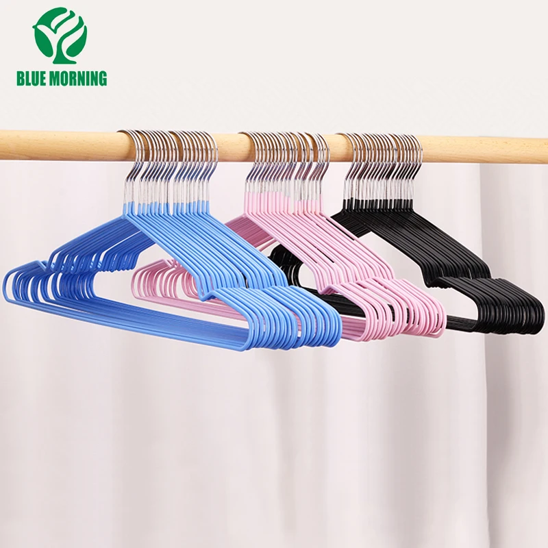 

Anti-Slip Clothes Hangers PVC Coated Metal Hanger Suit Coat Hangers Shirt Jacket Garment Rack Heavy Duty Household Dormitory Use