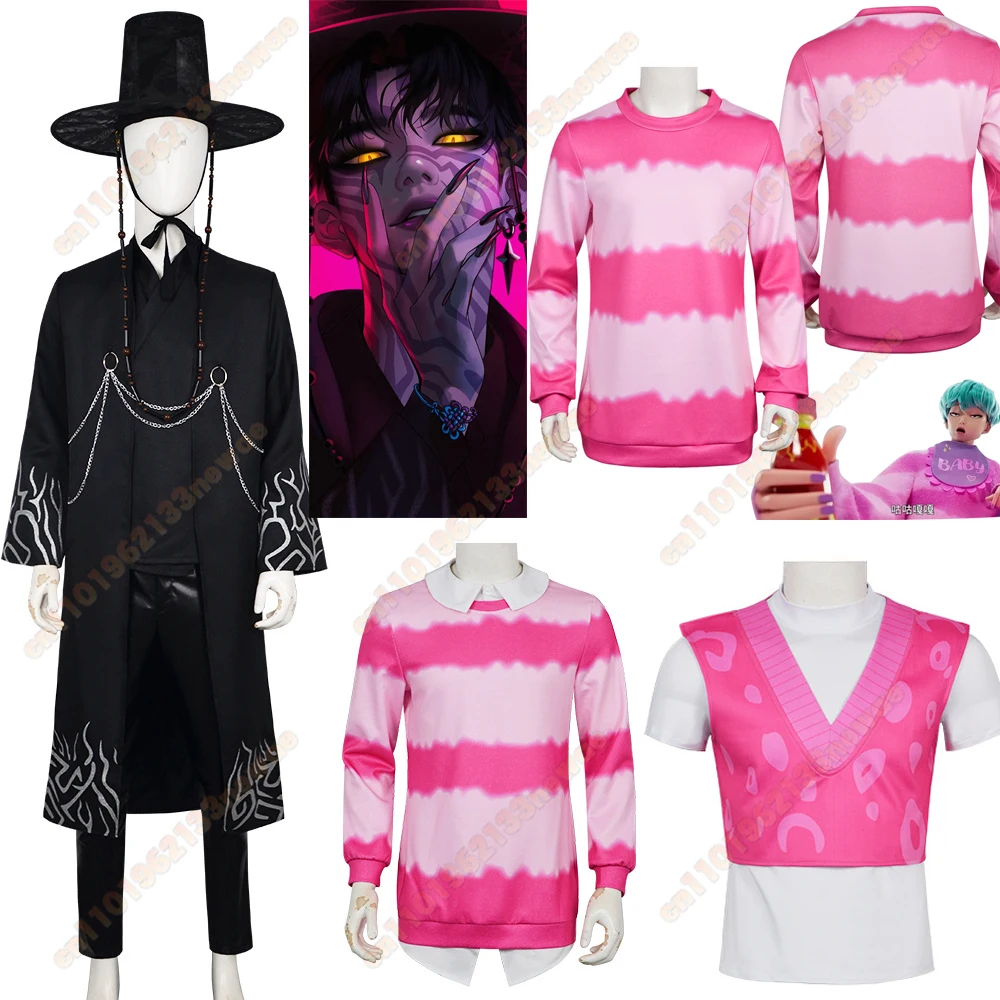 

new Kpop Saja Boys Gugu Gaga Baby Jinu Cosplay Costume Demon Hunters ‌Anime Hat Wig Your Idol Outfit Men Halloween Party Costume