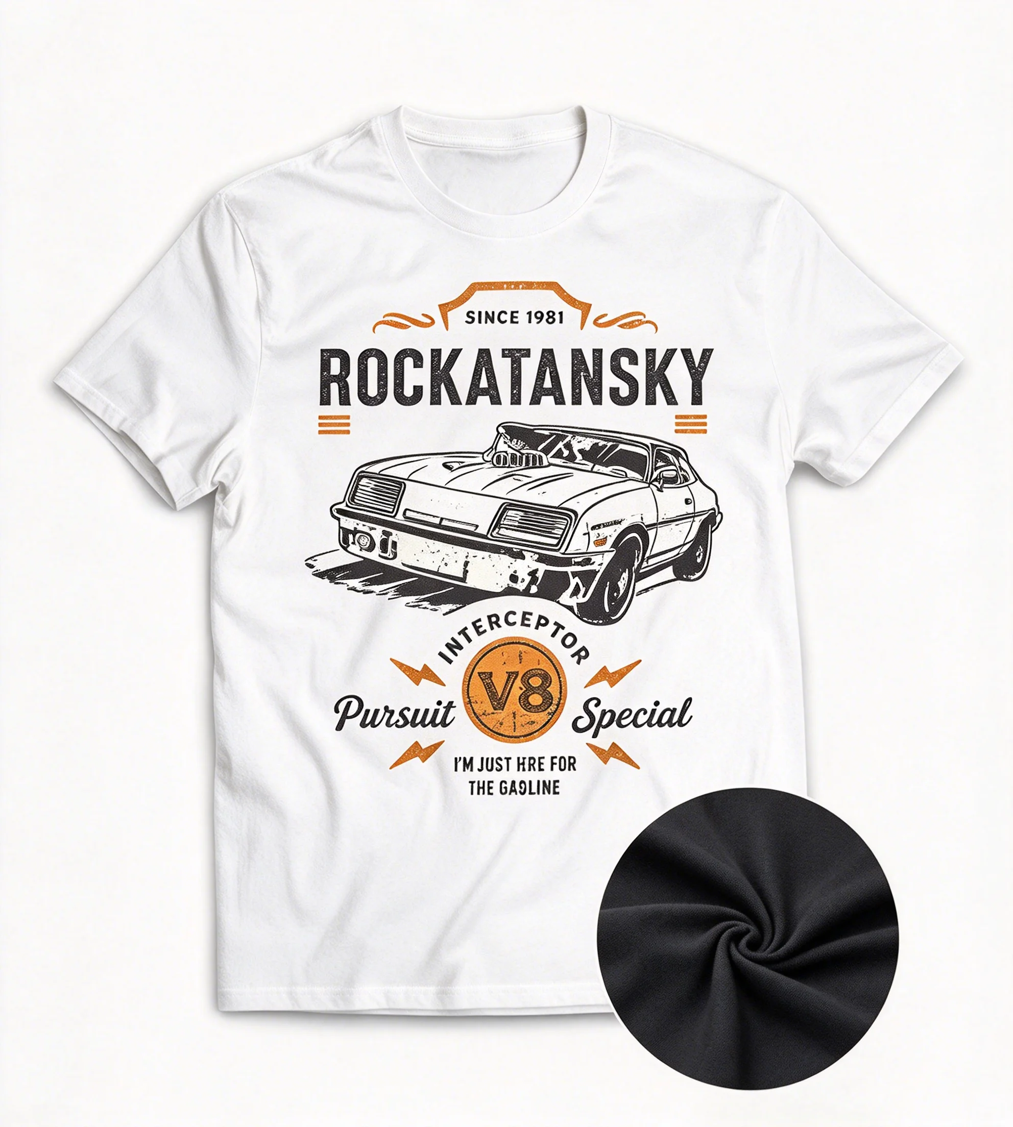 2026 New Men's Retro Anime Graphic T-Shirt, Mad Max Rockatansky Pursuit Special Interceptor Car Design Unisex Short Sleeve Tee