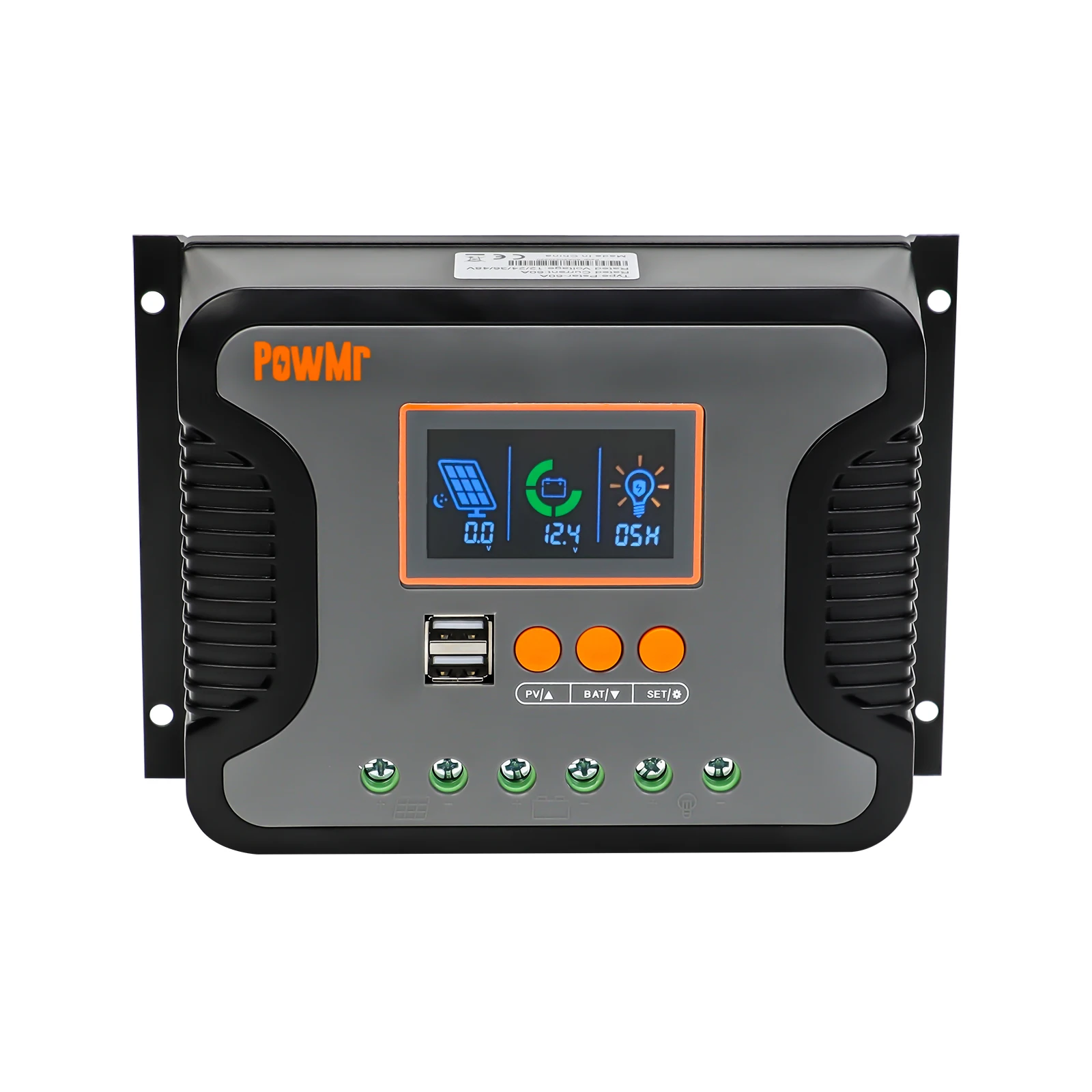 PowMr PWM Solar-Laderegler 30A 60A 80A Pstar Serie 12/24/36/48V Auto mit PV-Max-Eingang 100V 3-Stufen-Ladung unterstützt LiFePO4 Gel- und Blei-Säure-Batterien für netzunabhängige Solaranlagen zu Hause