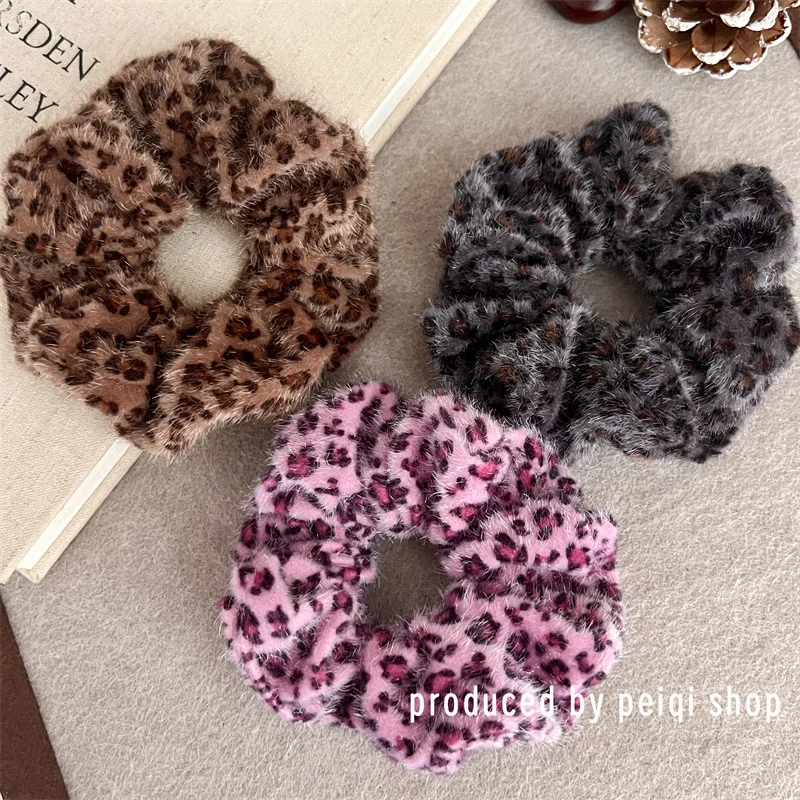 Soft Animal Leopard printing Hair Scrunchie Ponytail Loop Holder Stretchy Elastic Hair band for women Hair Accessories pj-1000