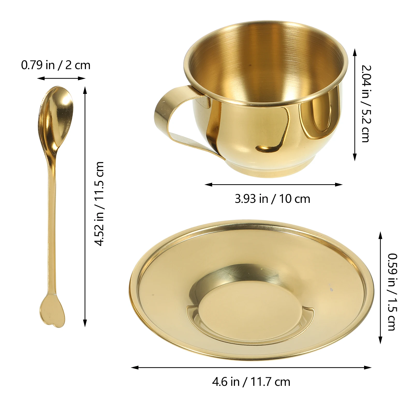 

1 set Vintage Style Coffee Cup Saucer Stainless Steel Ergonomic Handle Compact Household Gift Set For Coffee Tea Milk Espresso