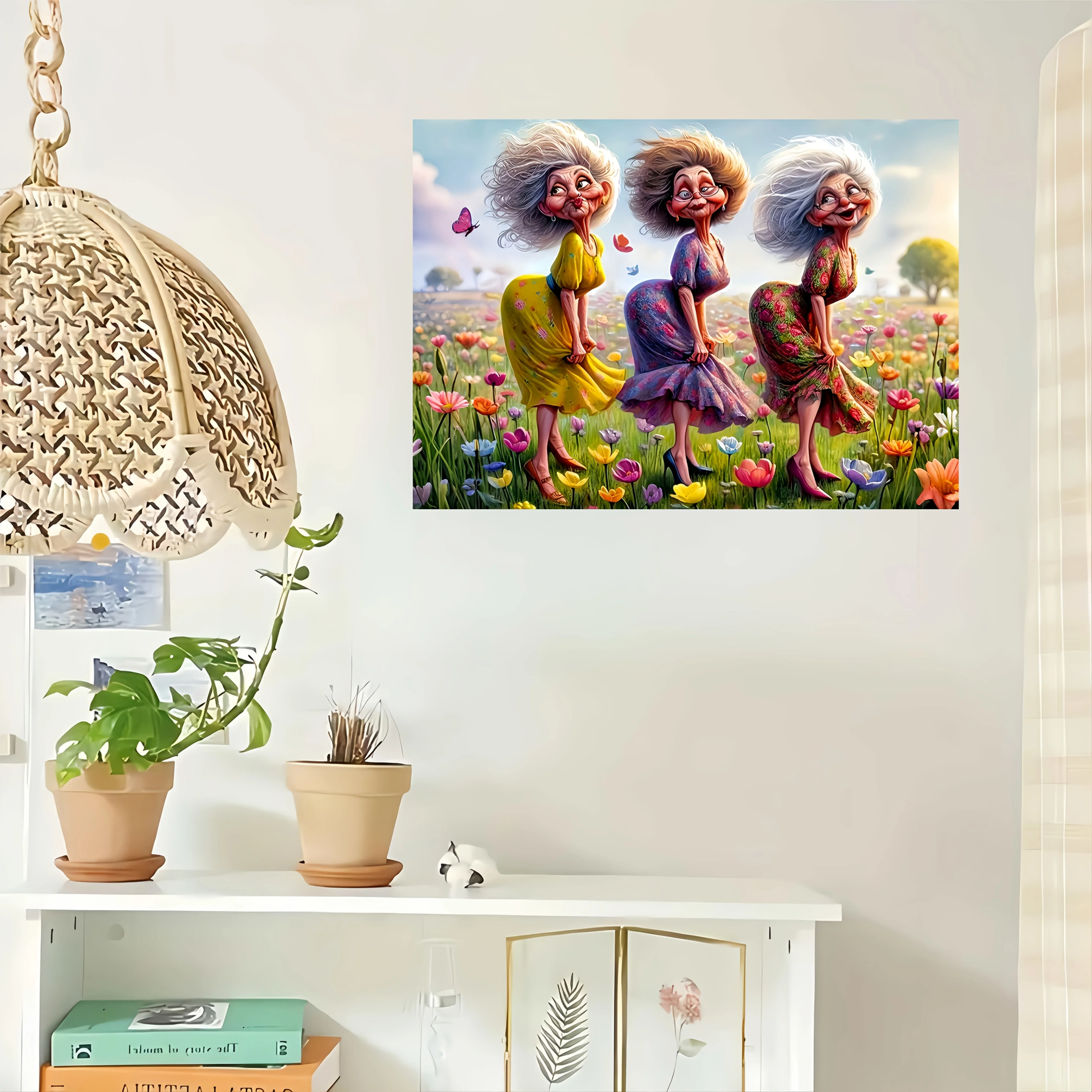 1000 peças quebra-cabeça da avó do jardim para adultos-design floral vibrante com mulheres idosas alegre, diversão familiar ga interativo