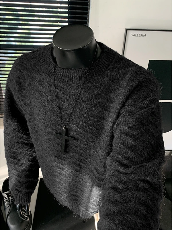 

Loose Men's round Ne Knitwear Winter Inner Wear Casual Sle Fce Lined Hooded Sweater Warmth Comfortable Polyester Blend