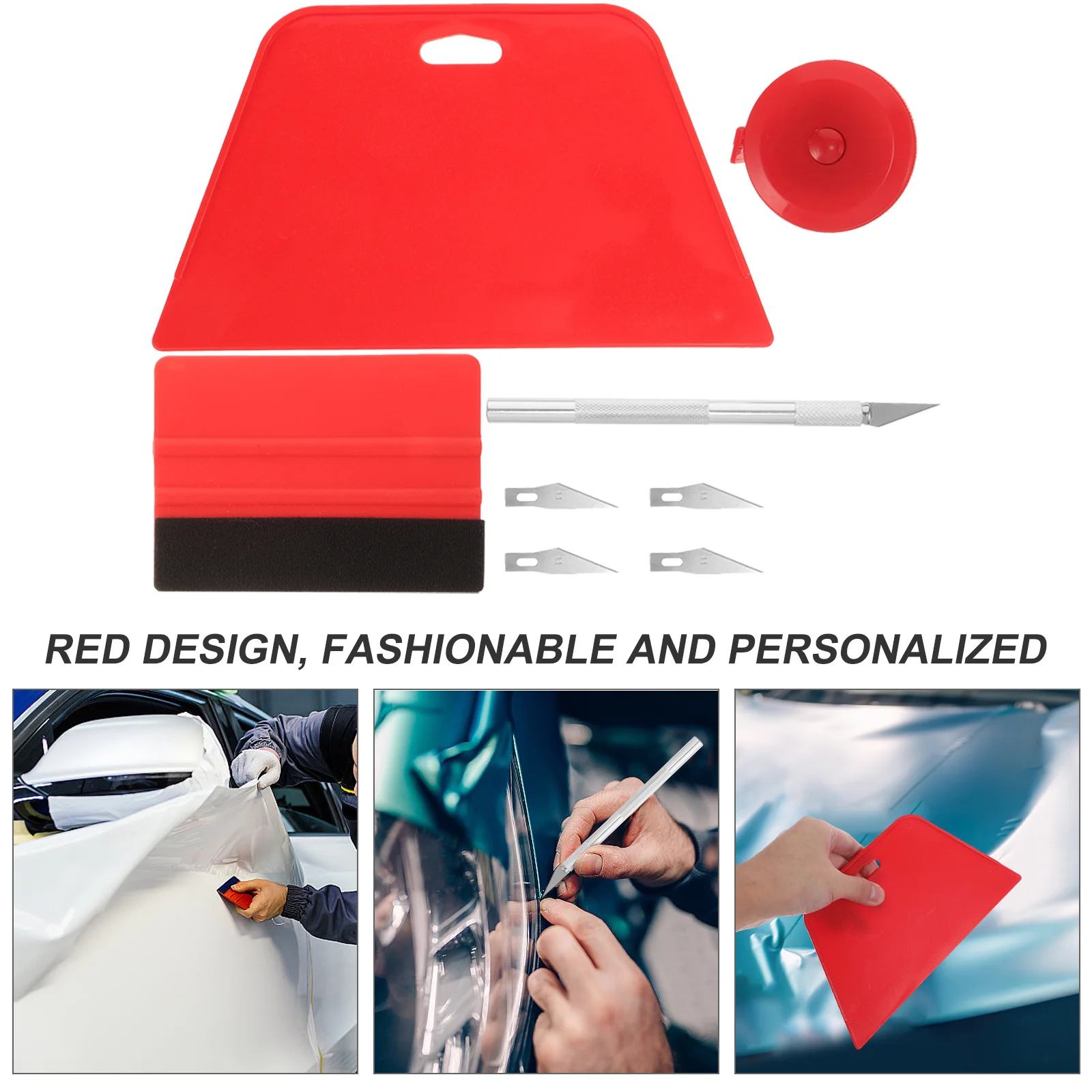 

1 Set Car Wrap Film Tool Kit Pp Steel Aluminum Pvc Wallpaper Smoothing Squeegee Scraper For Bathroom Peel Stick Application