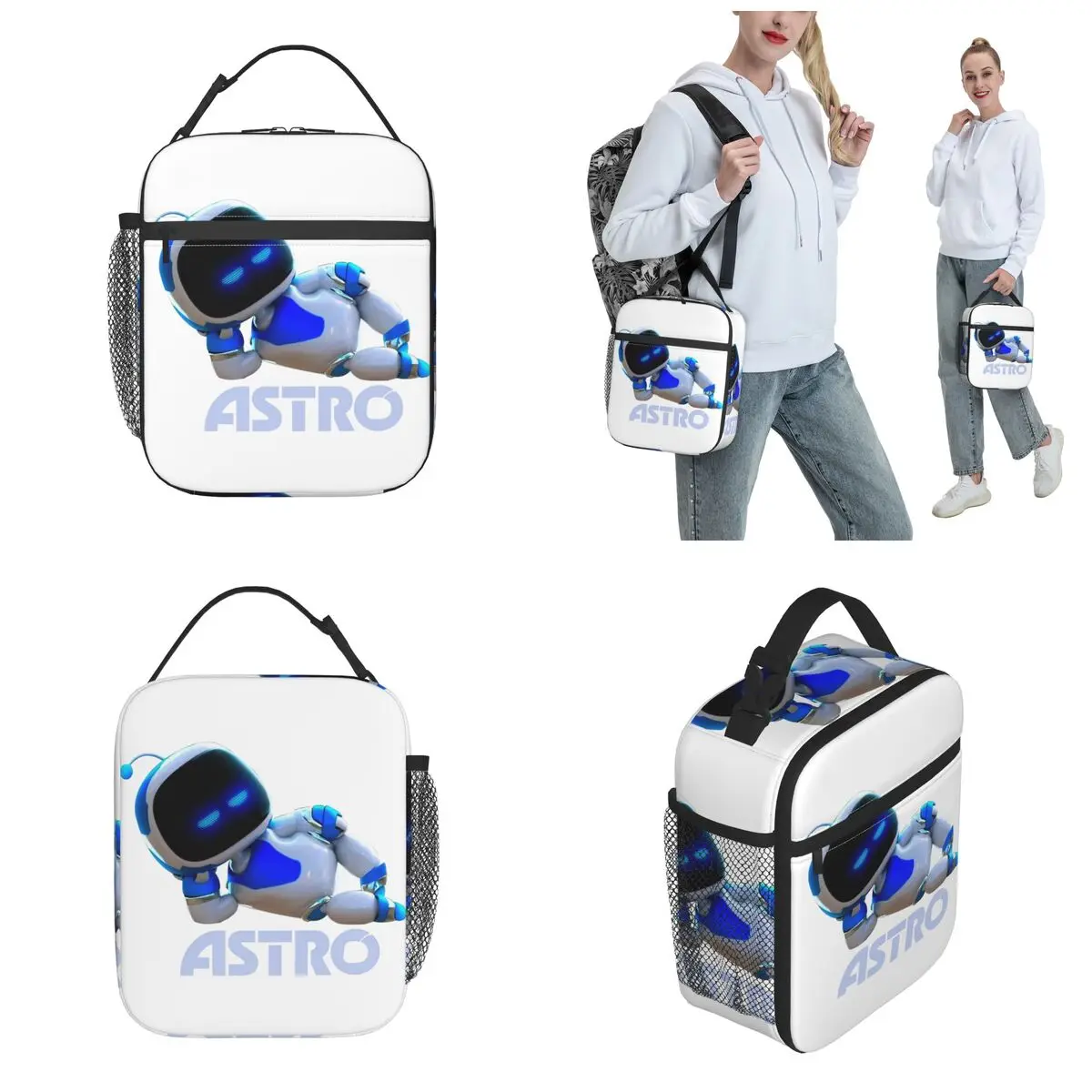 Astrobot Pattern Astros Game Bolsas de almuerzo con aislamiento térmico para el trabajo Bolsas de contenedor de alimentos portátiles Fiambreras térmicas