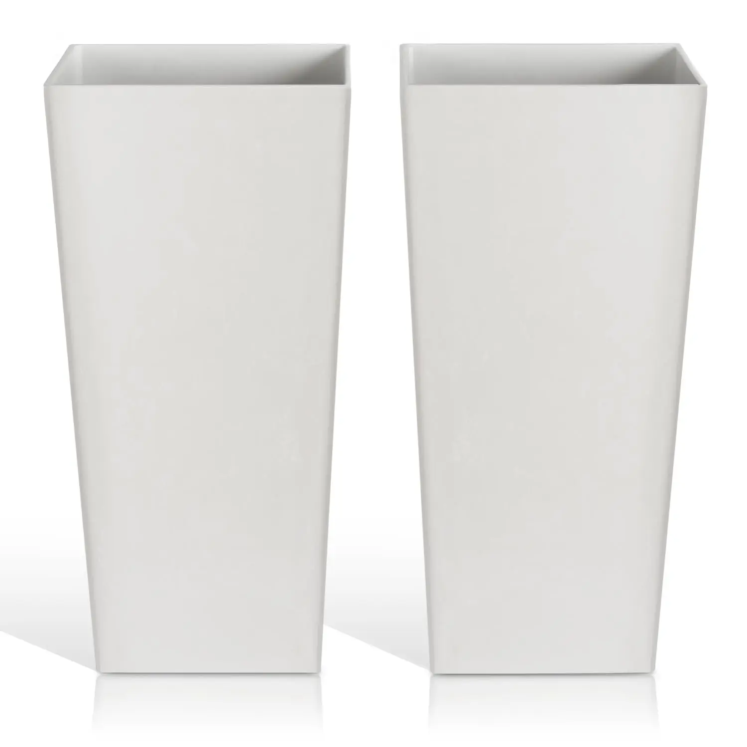 

Tall Planters for Outdoor Plants, Large Resin Flower Pots for Garden, Front Porch, Patio, Indoor - Set of 2 (White,, Customized