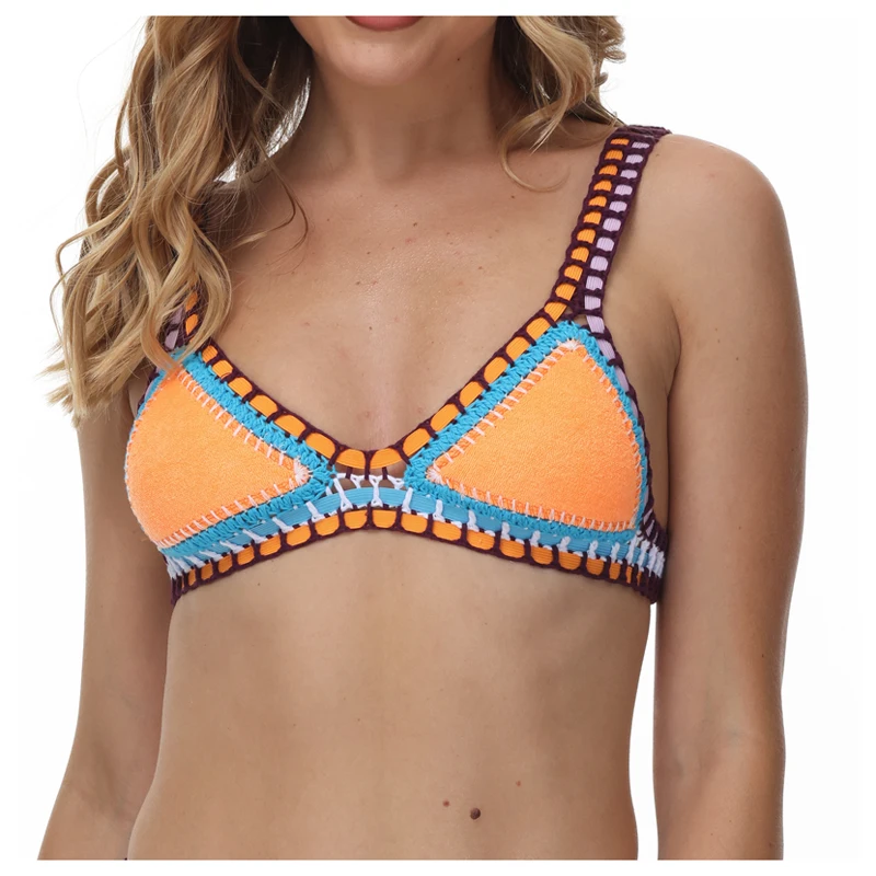 Orange Handmade Crochet Bikini Set Women 2 Pieces Bathing Suit Beachwear Swimwear Bikinis Maillot De Bain Femme Swimsuit