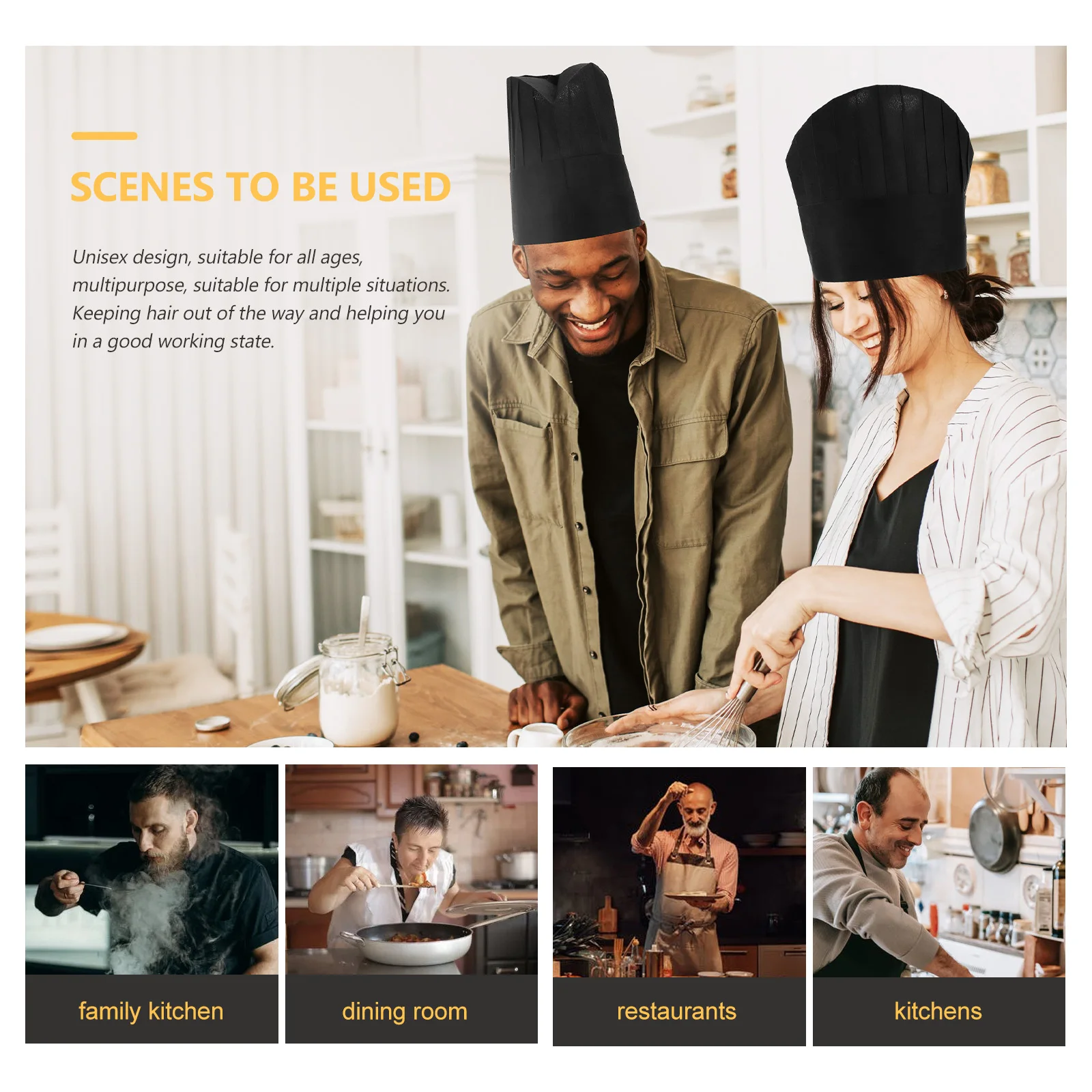 

10pcs Disposable Chef Hat Fabric Restaurant Chef Hats Elastic Adjustable Unisex Kitchen Working Hat Multipurpose