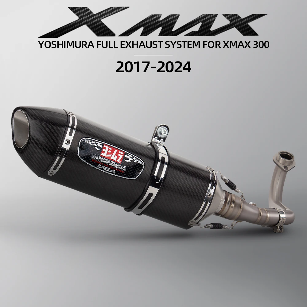 For XMAX300 XMAX 300 Full System Exhaust Motorcycle Titanium Alloy Front Middle Link Pipe Modified Escape R77 Carbon Muffler