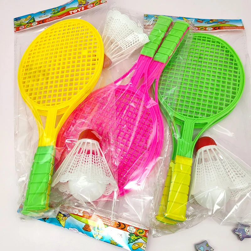 1 Pair Mini Badminton Rackets Table Tennis Bat Dual Purpose Children's Outdoor Sports Cartoon Suit Toy For Kids