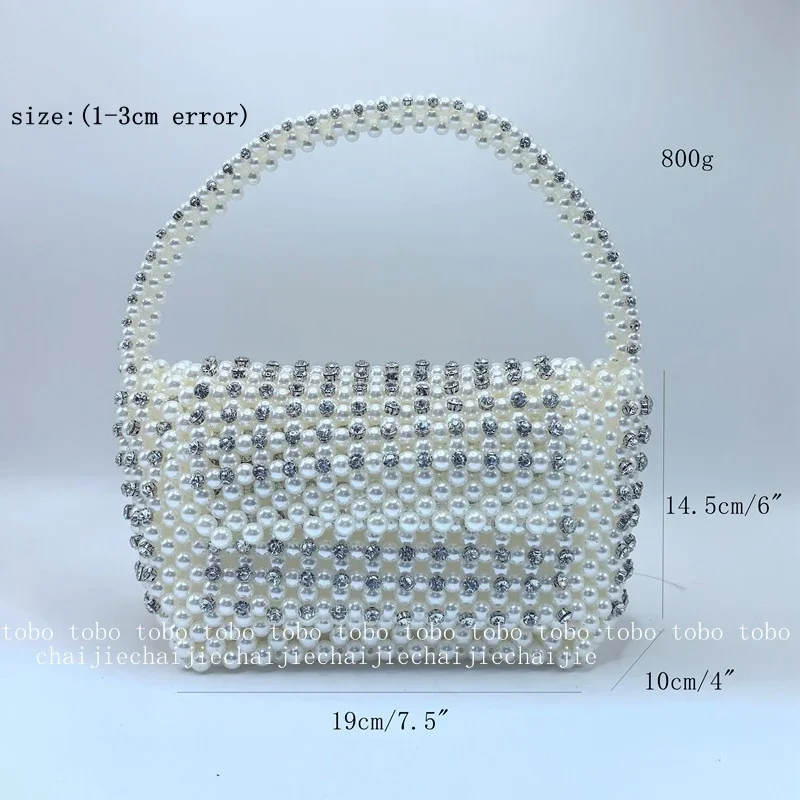 Parel en Diamanten Designer Luxe Lunch Tas DE Nieuwe 2024 Handgeweven Parel Cosmetische Tas voor Make-up Veelzijdige Flap Tote Bags