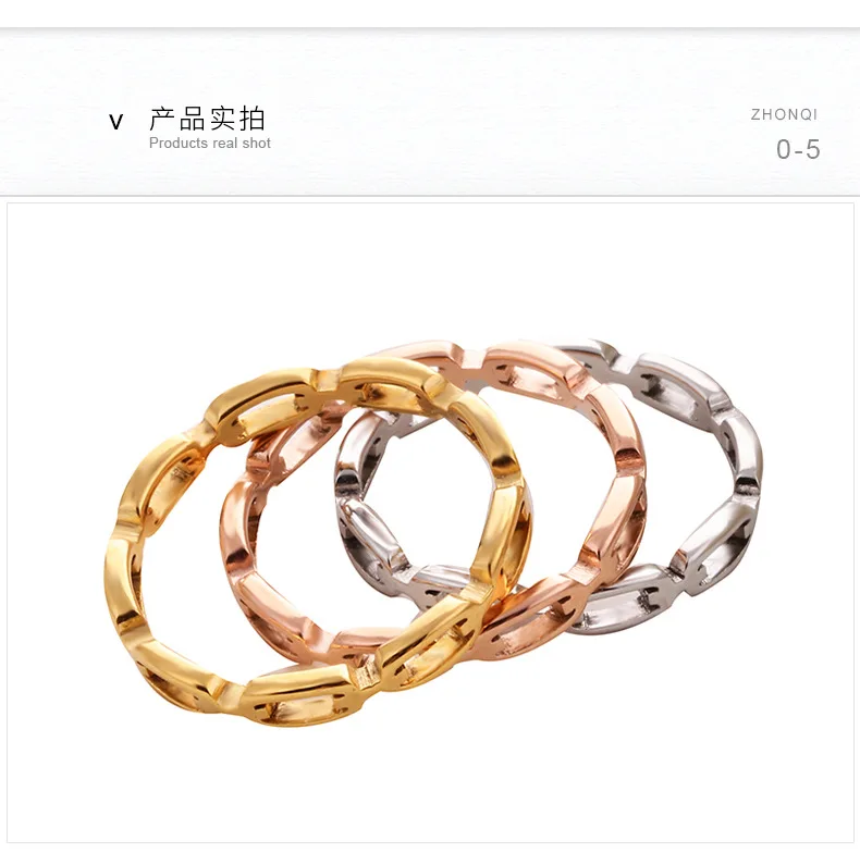 Fashion Jewelry New Stainless Steel Couple Ring Personalized Hollow Chain Design for Women