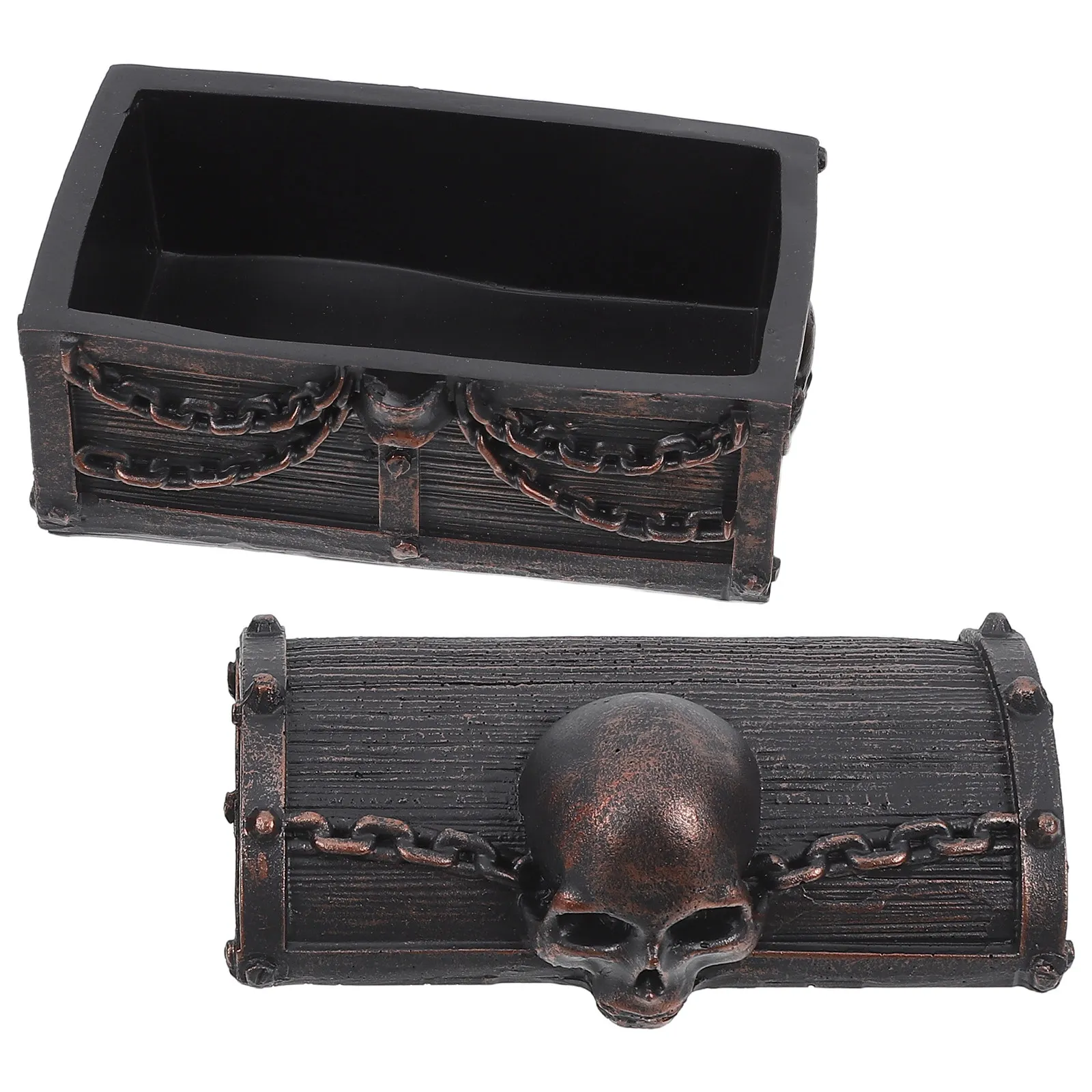 Skull Treasure Chest Resin Jewelry Organizer Multifunctional Desktop Decoration Keepsake Storage Box Small Items