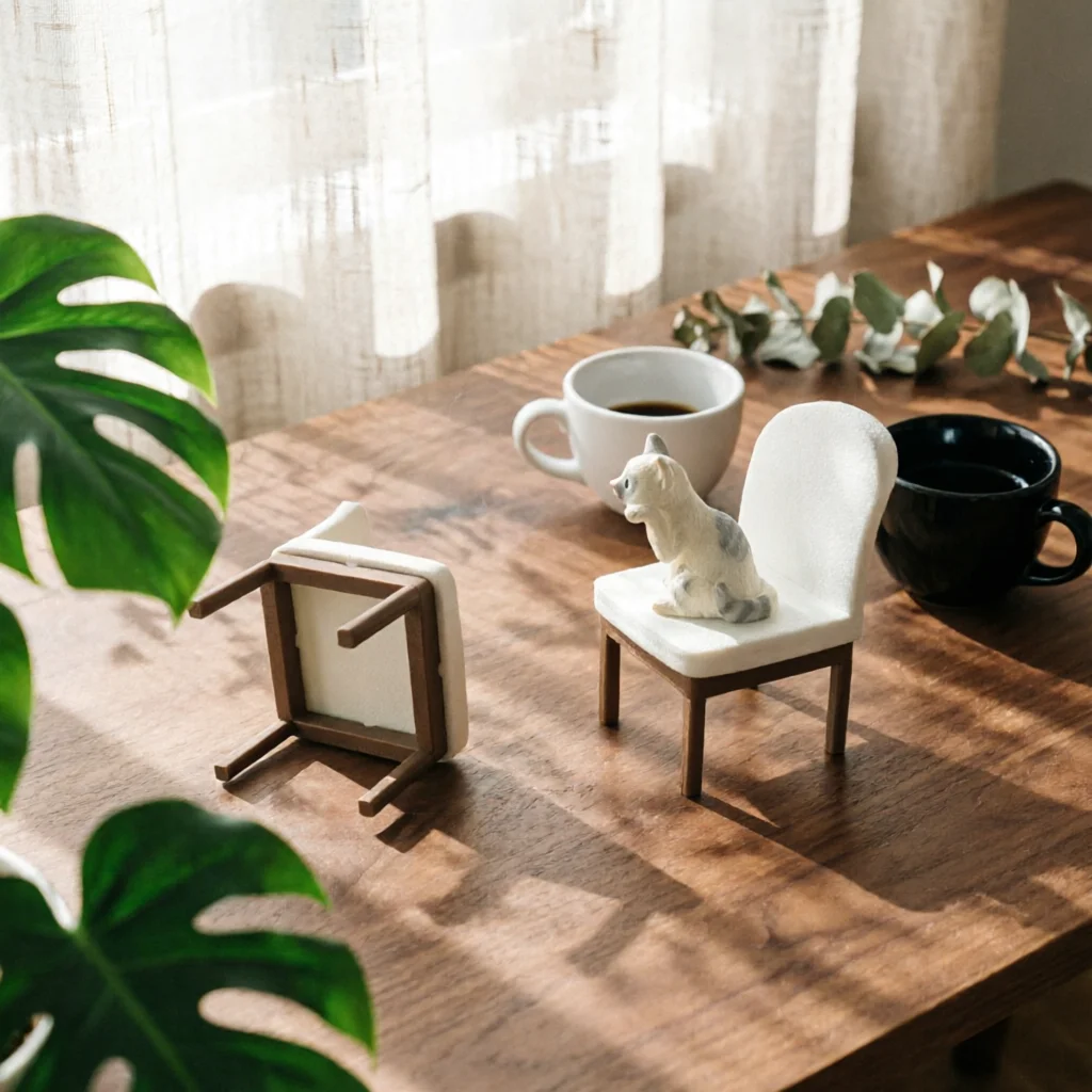 5 Pieces Dollhouse Dining Room Set Easy to Display Dollhouse Dining Furniture Set Miniature Table and Chairs Realistic Design