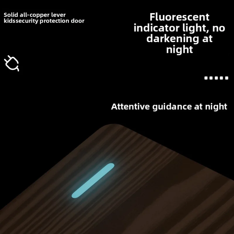 Retro Wood Grain Switch Night Fluorescent Indicator Light Household 1-4 Gang Single Open Double Open Imitation Wood Grain Switch