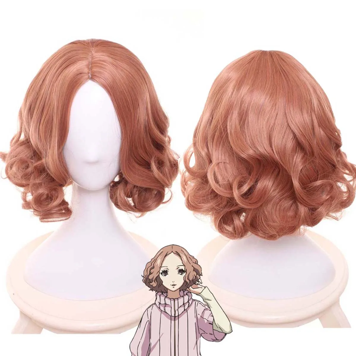 لعبة الهالوين التأثيرية P5 ماكوتو نيجيما شعر مستعار قصير مجعد برتقالي