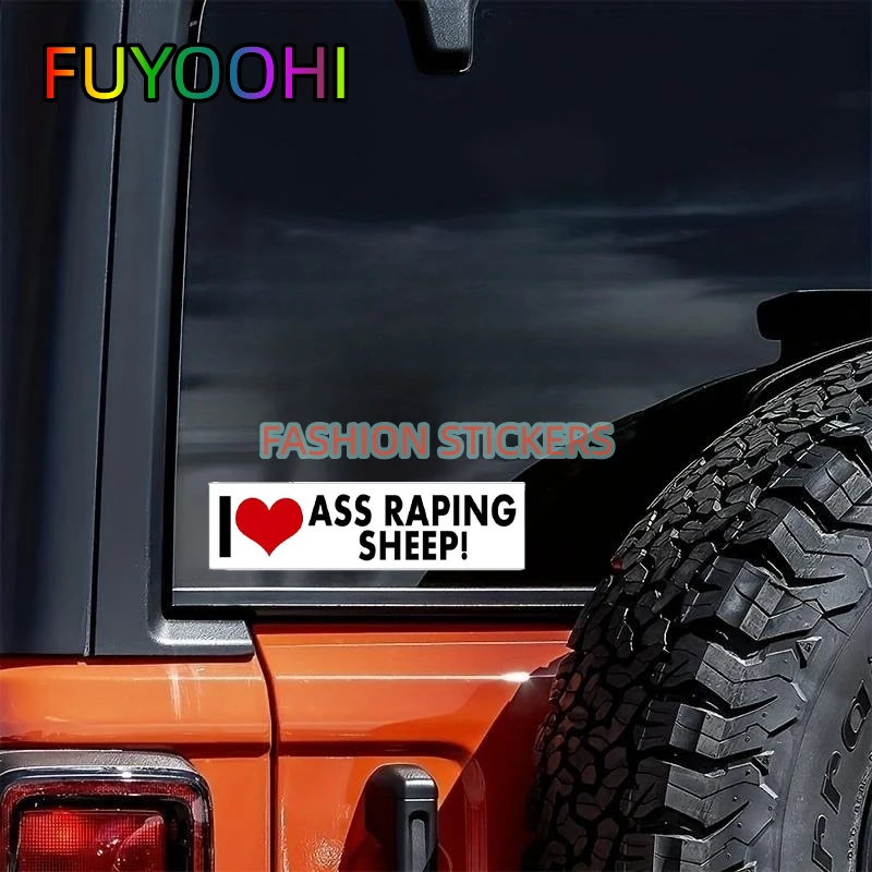 FUYOOHI Boutique Decals Accessories I Love Sheep Heart Gay Pride Sign Car Stickers Vinyl JDM Bumper Trunk Truck Graphics