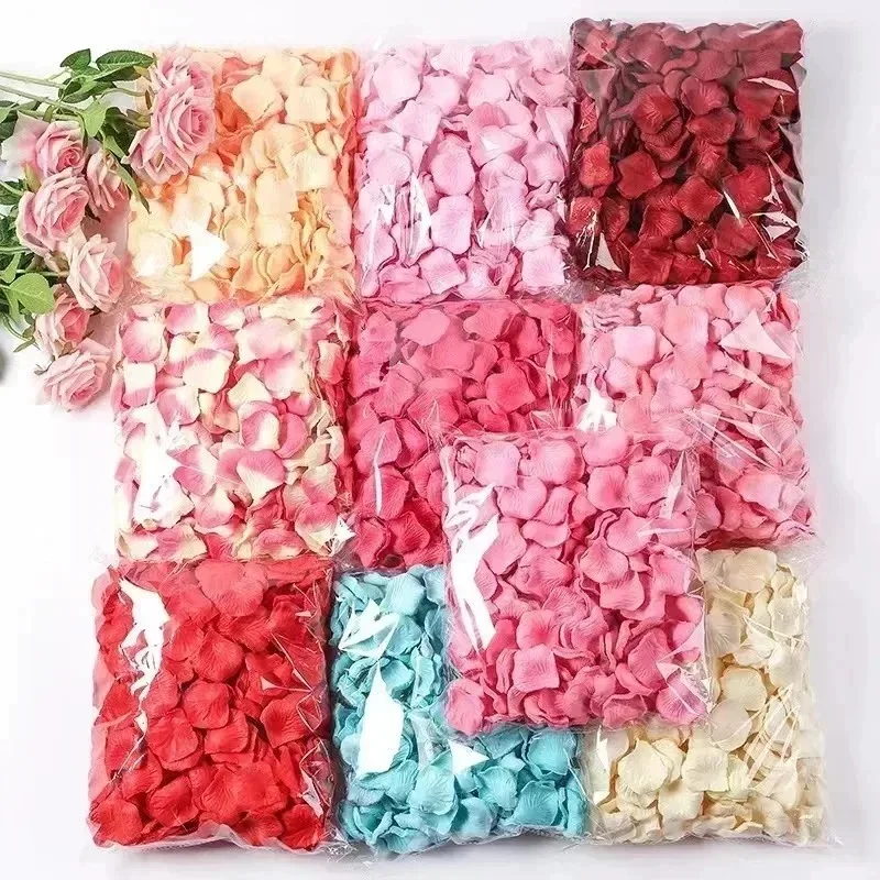 5000/100pcs Artificial Fake Rose Petals Red Colorful Simulation Silk Roses Petal for Valentines Day Wedding Party Romantic Decor