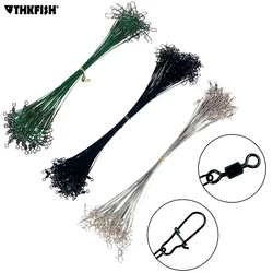 20/50Pcs Lead-core Traction Fishing Line Steel Wire Leader With Swivel Double-Lock Snap for Assorted 17cm/21cm Fishing Wire Tool