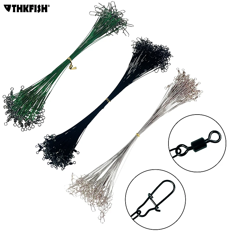 20/50Pcs Lead-core Traction Fishing Line Steel Wire Leader With Swivel Double-Lock Snap for Assorted 17cm/21cm Fishing Wire Tool