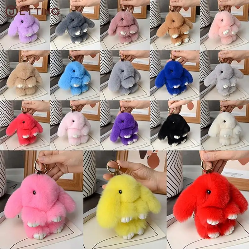 

15CM Plush Rabbit Fur Key Chain Fur Keychain Women Bag Car Key Chain Pendant Decoration Jewelry Bags Hangings Accessorie Gift