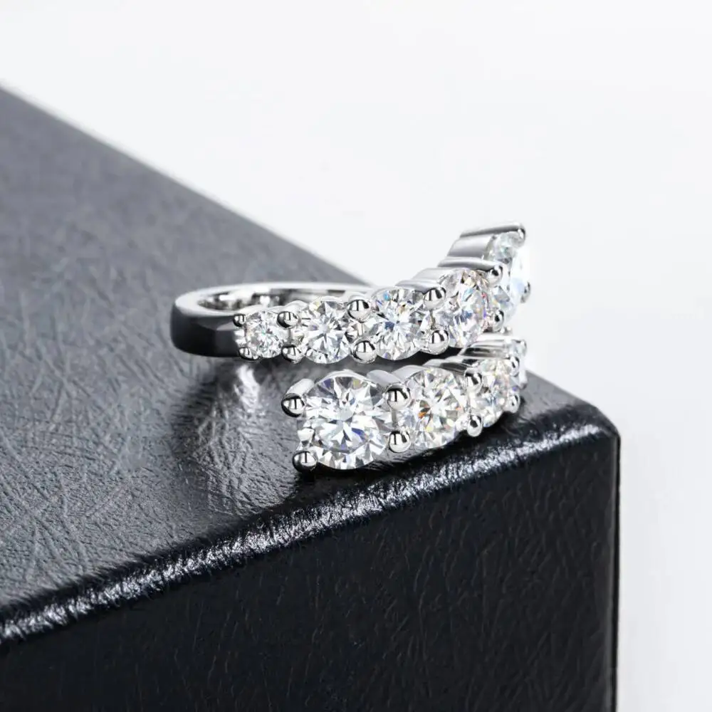 10 Edelstein-Ringe mit Moissanit für Damen, Funkelnde Makellose Labor-Diamanten, Ehering aus 925 Sterling Silber – Detail 3