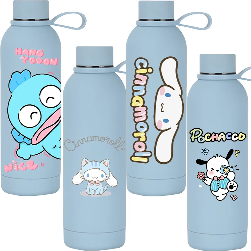 Kawaii 1000ml Sanrios Large Capacity Stainless Steel Thermos Bottle Anime Hello Kitty Hangyodon Coffee Mug Office Outdoor Cup