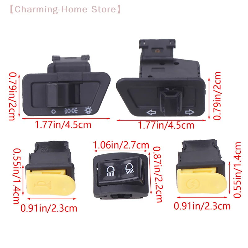 

【M】5Pcs/Set Motorcycle Button Switch Head Light Horn Dimmer Turn Singal Starter High Low Beam Electric Start Button For Moto