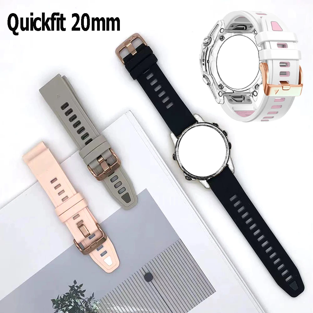 Quickfit 20 مللي متر حزام ساعة سيليكون للرجال والنساء ل Garmin ساعة Fenix 8-43 مللي متر Smartwatch اكسسوارات مهرجان حزام ساعة اليد
