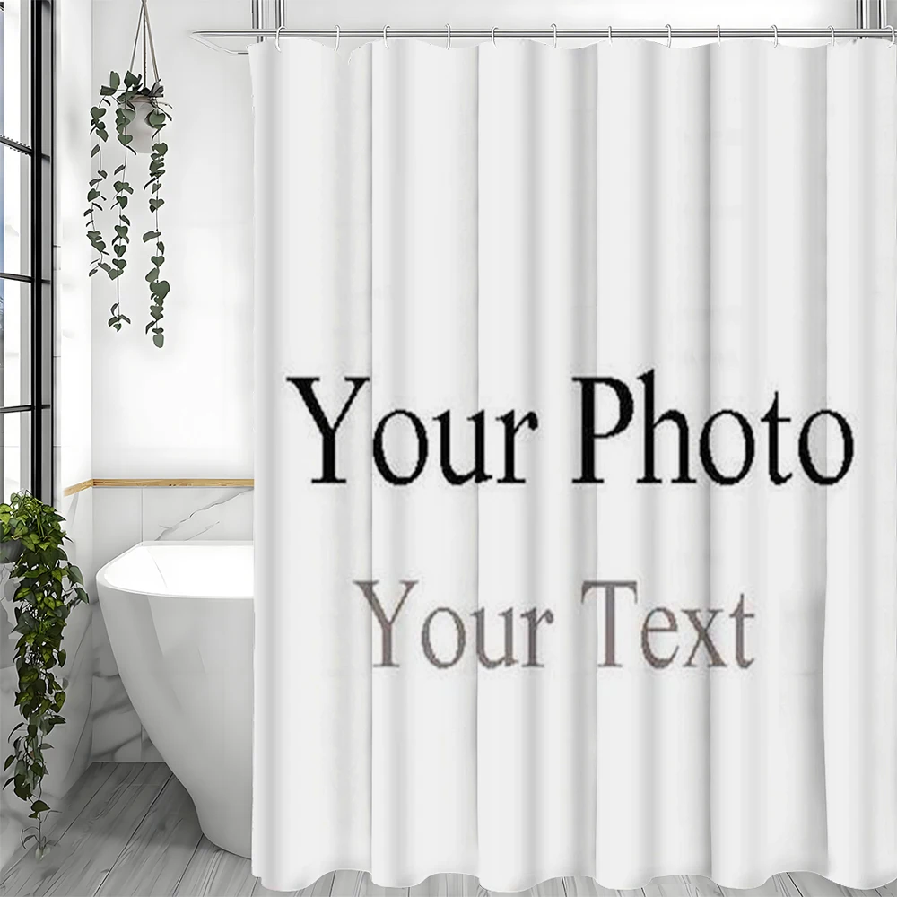 Custom Photo Shower Curtain With Your Picture And Text Personalized Bathroom Decor Waterproof Fabric For Unique Home Design