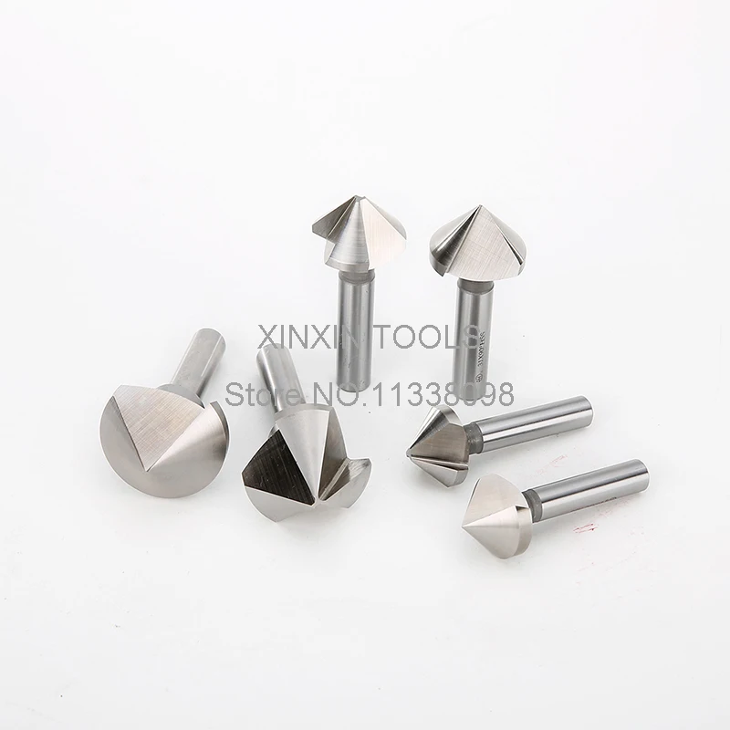 Miễn Phí Vận Chuyển 6Pcs 1 Flute 90 Độ HSS Chamfer Cắt Chamfering Khoan Máy Khoan Set Phay Cắt Công Cụ Thiết Lập