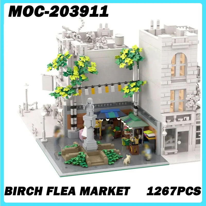 

MOC- 203911 Строительные блоки Birch Flea Market, модель строительных блоков, сборка мелких частиц, кирпичная игрушка, подарок на день рождения, 1267 шт.