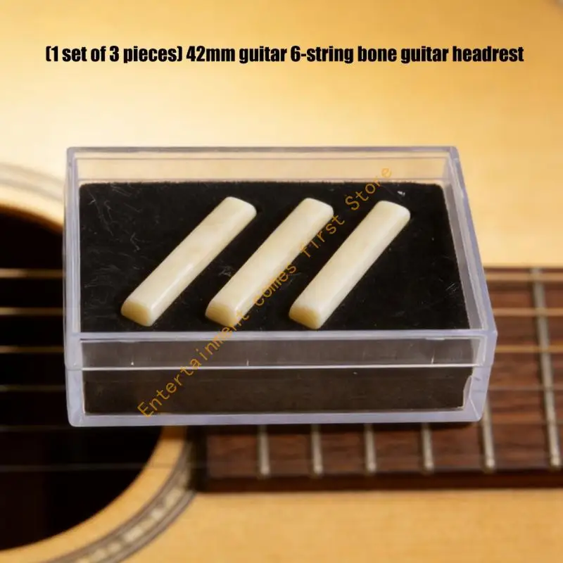 Natural Bone Six-String Guitar Nut, Three 42 mm Replacement Parts 55KD