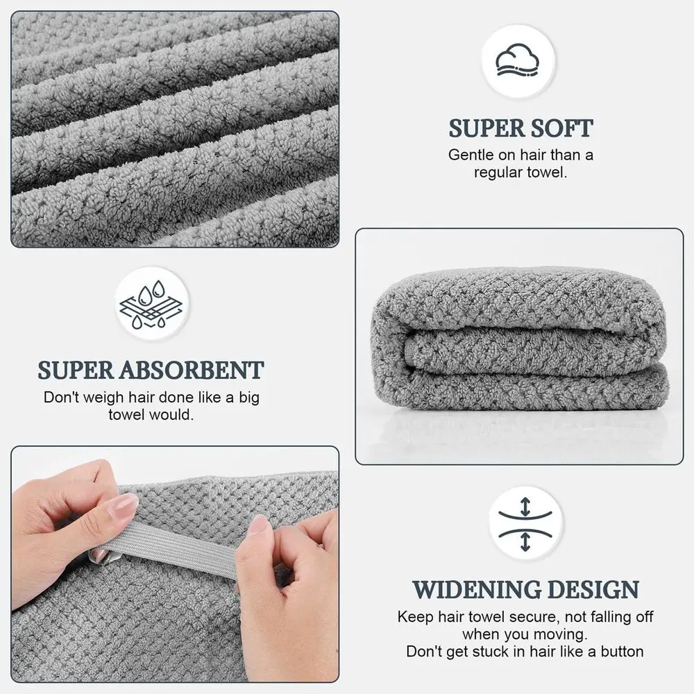2 Pack Microfiber Hair Towel - 41x24 Inches, Super Soft, Absorbent, Fast Drying, Ideal for Long, Thick, Curly Hair - Hair Turban