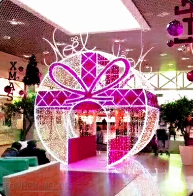 Boîte-cadeau LED 3D en PVC IP65, lumières à motifs géants pour shopping, mélangeur, décoration extérieure, présentoirs de Noël