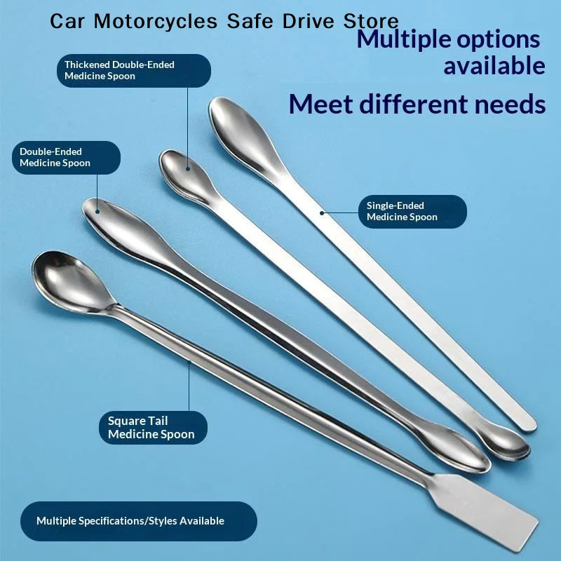 【M】Stainless Steel Medicinal Spoon Ladle Double-ended Experiment Pharmacy Lab Use Reagents Sample Spatula Weighing Spoon