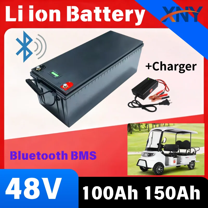 48V 150Ah Li-ion Lithium Replace Power Battery 48V 100Ah 5kWh 7kWh for Golf Cart Backup RV EV Inverter Solar System +Charger
