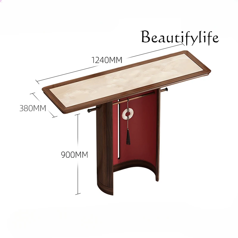 Nordic Style Solid Wood Modern Minimalist Stone Plate Console